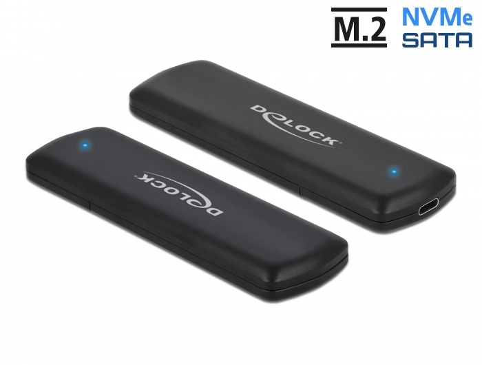 Zweites Bild vonDelock Externes USB Type-C™ Combo Gehäuse für M.2 NVMe PCIe oder SATA SSD, SSD-Gehäuse, M.2, PCI Express, SATA, 10 Gbit/s, USB Anschluss, Schwarz