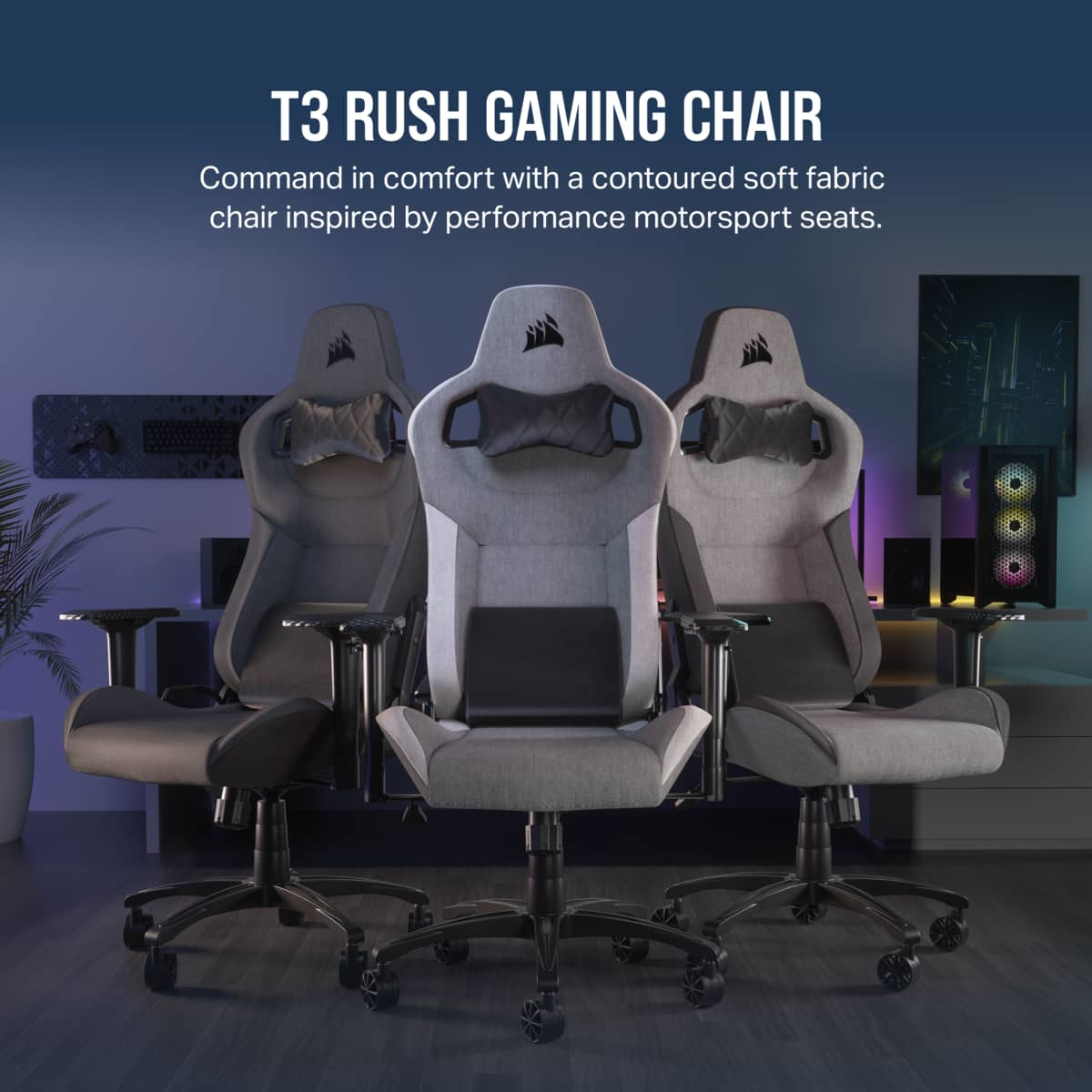 Zweites Bild vonCorsair CF-9010058-WW, PC-Gamingstuhl, 120 kg, Netz-Sitz, Vernetzte Rückenlehne, 188 cm, Schwarz/Grau