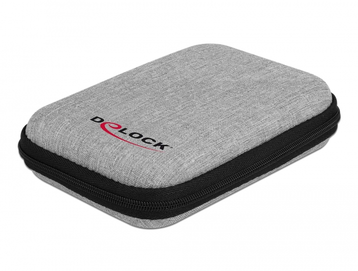 Delock Schutztasche für 2.5? SSDs, externe Gehäuse oder Festplatten bis 12 x 8 x 2 cm, Cover, Polyester, Schwarz, Grau, 2.5", 2.5", Schockresistent