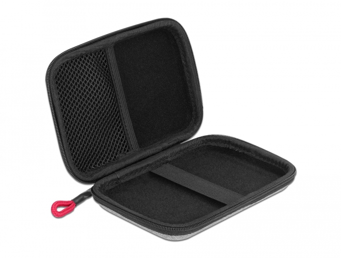 Zweites Bild vonDelock Schutztasche für 2.5? SSDs, externe Gehäuse oder Festplatten bis 12 x 8 x 2 cm, Cover, Polyester, Schwarz, Grau, 2.5", 2.5", Schockresistent