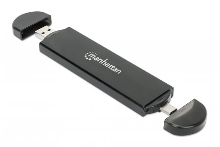 Manhattan 130639, SSD-Gehäuse, M.2, 10 Gbit/s, Hot-Swap, USB Anschluss, Schwarz