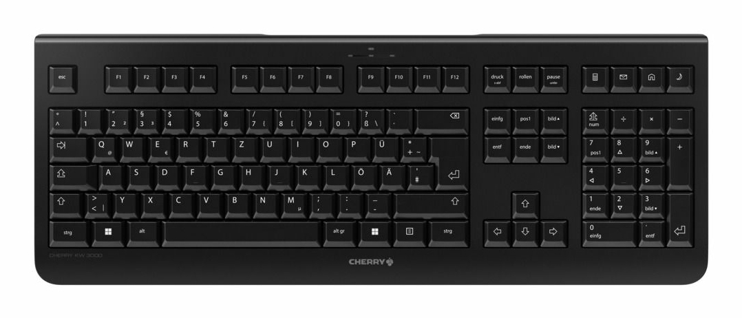 Cherry KW 3000, Volle Größe (100%), Kabellos, RF Wireless, QWERTZ, Schwarz