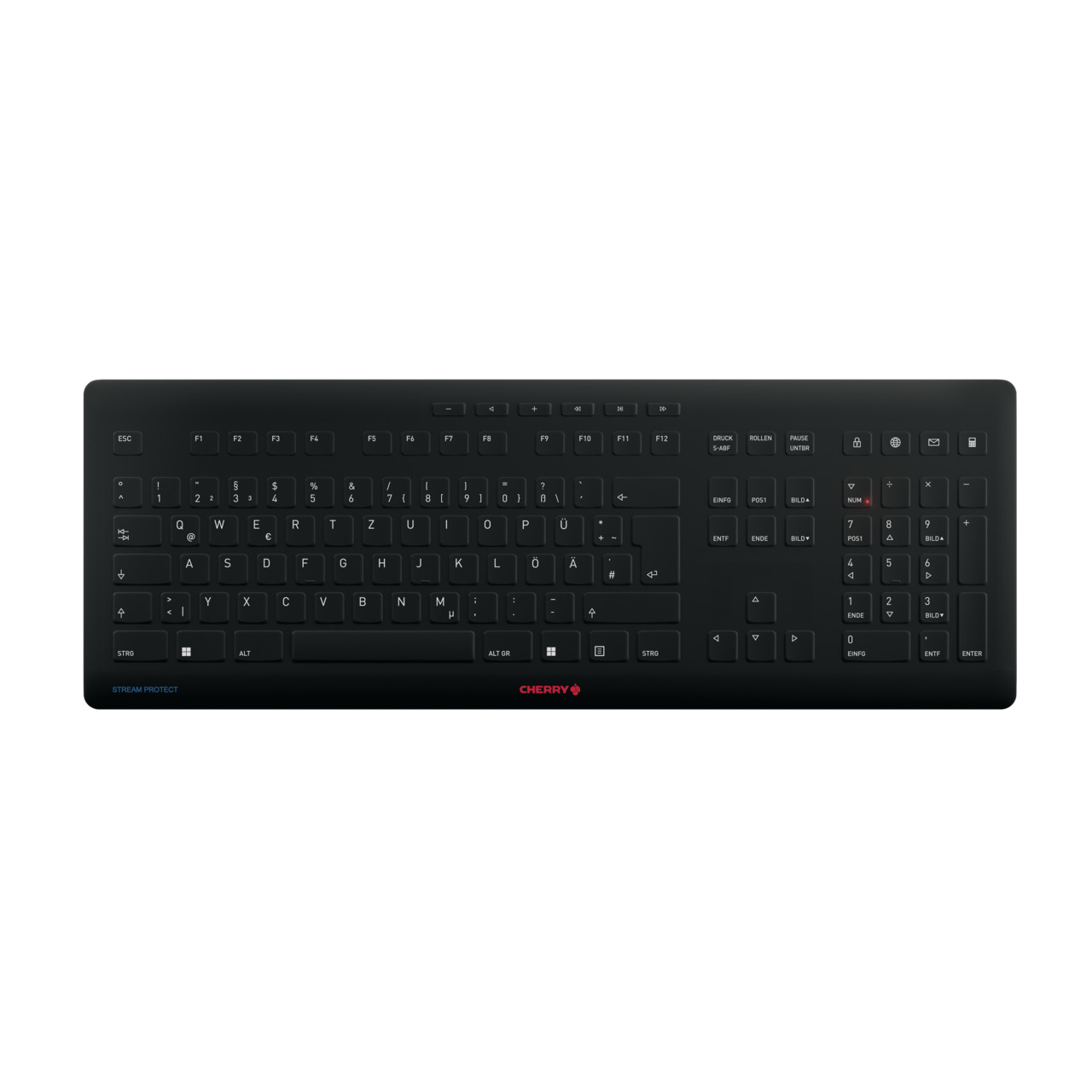 Cherry Stream, Verkabelt & Kabellos, RF kabellos + USB, QWERTZ, Schwarz