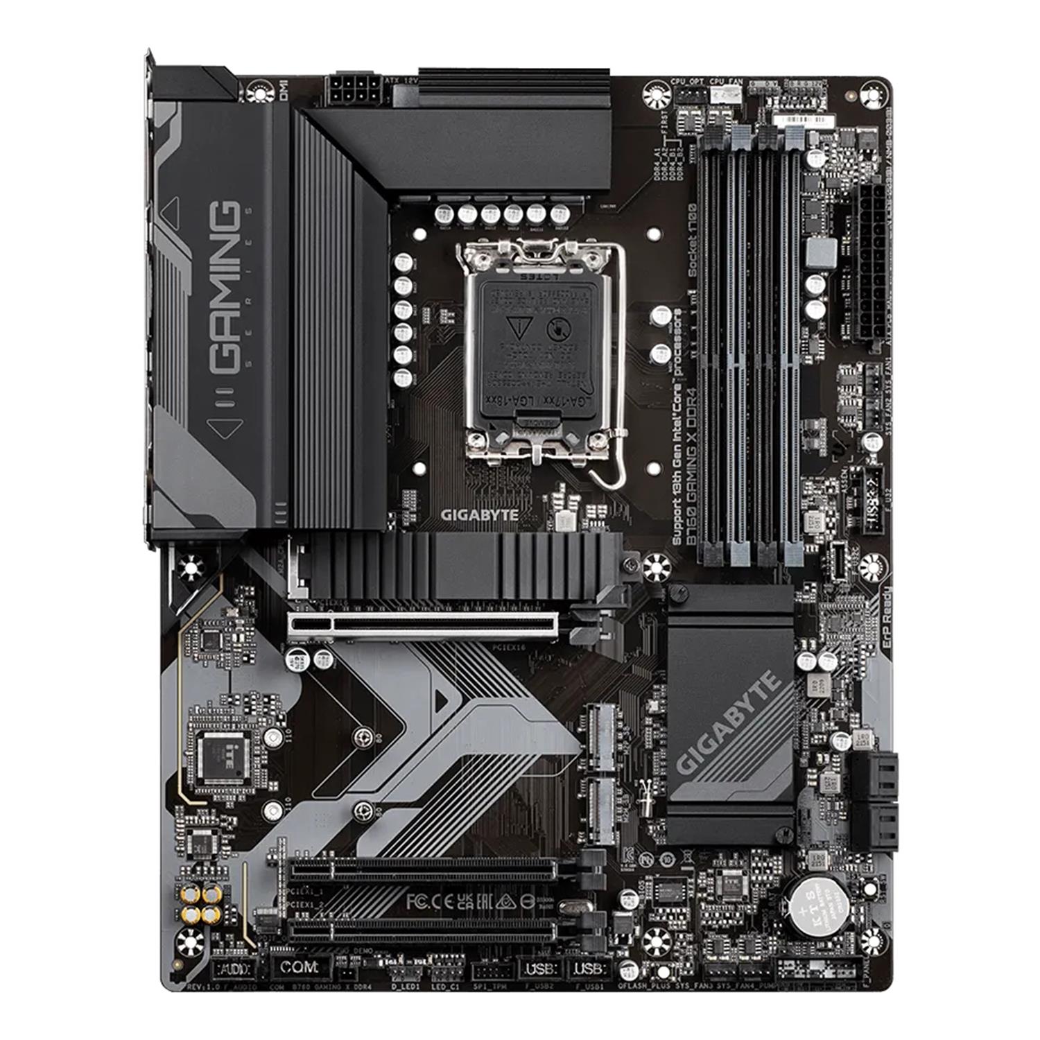 Zweites Bild vonGigabyte B760 GAMING X DDR4 Motherboard - Unterstützt Intel Core 14. Generation CPUs, 8+1+1 Phasen Digital VRM, bis zu 5333MHz DDR4 (OC), 3xPCIe 4.0 M.2, 2.5GbE LAN, USB 3.2 Gen 2, LGA 1700, Intel® Celeron®, Intel® Pentium® Gold, LGA 1700, 128 GB, DDR4-SD