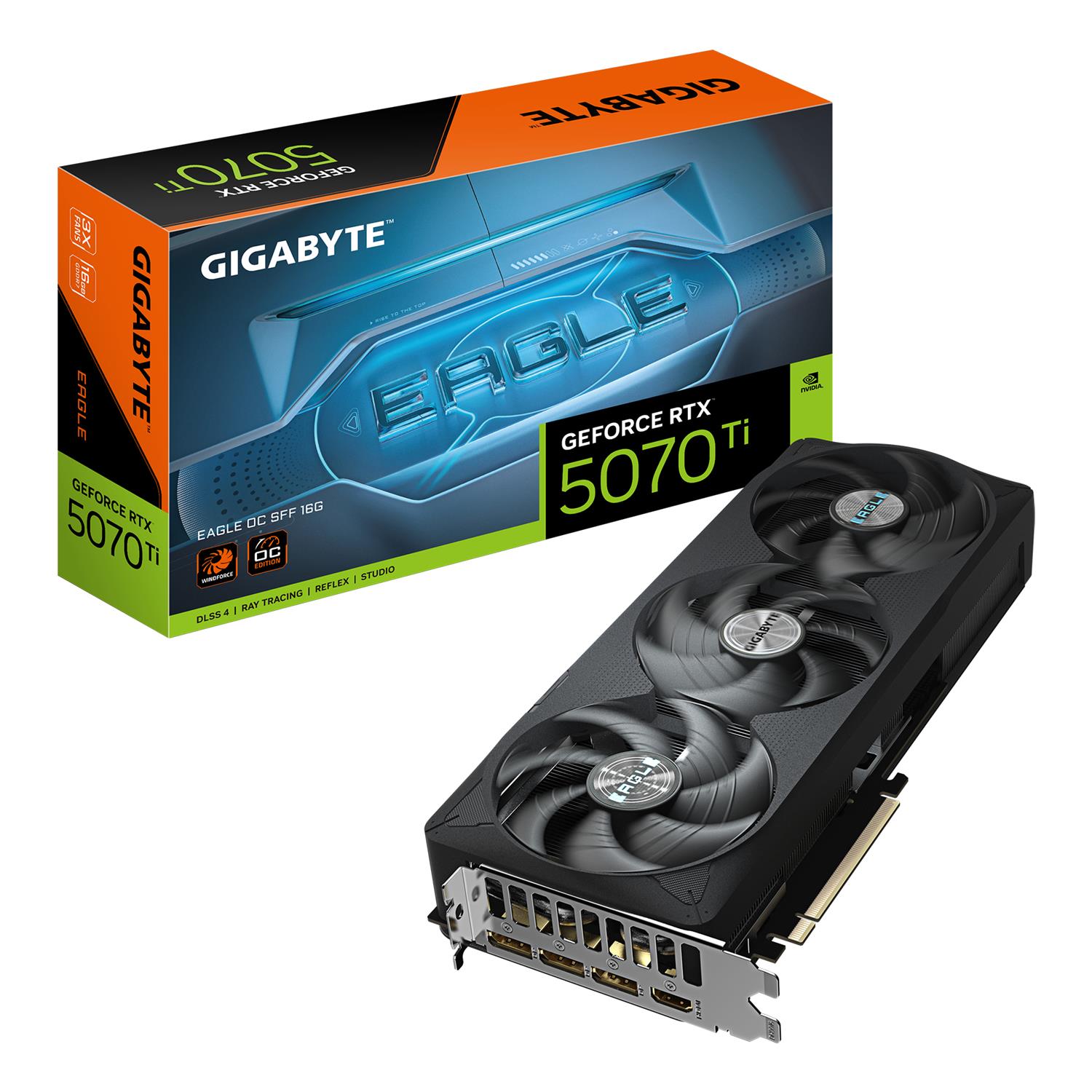 Gigabyte GeForce RTX 5070 Ti EAGLE OC SFF 16G Grafikkarte - 16GB GDDR7, 256 Bit, PCI-E 5.0, 2542 MHz Core Clock, 3 x DP 2.1a, 1 x HDMI 2.1b, NVIDIA DLSS 4, GV-N507TEAGLE OC-16GD, GeForce RTX 5070 Ti, 16 GB, GDDR7, 256 Bit, 7680 x 4320 Pixel, PCI Express x