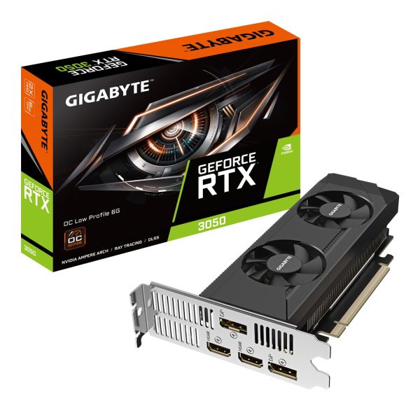 Gigabyte GeForce RTX 3050 OC Low Profile 6G, GeForce RTX 3050, 6 GB, GDDR6, 96 Bit, 7680 x 4320 Pixel, PCI Express 4.0