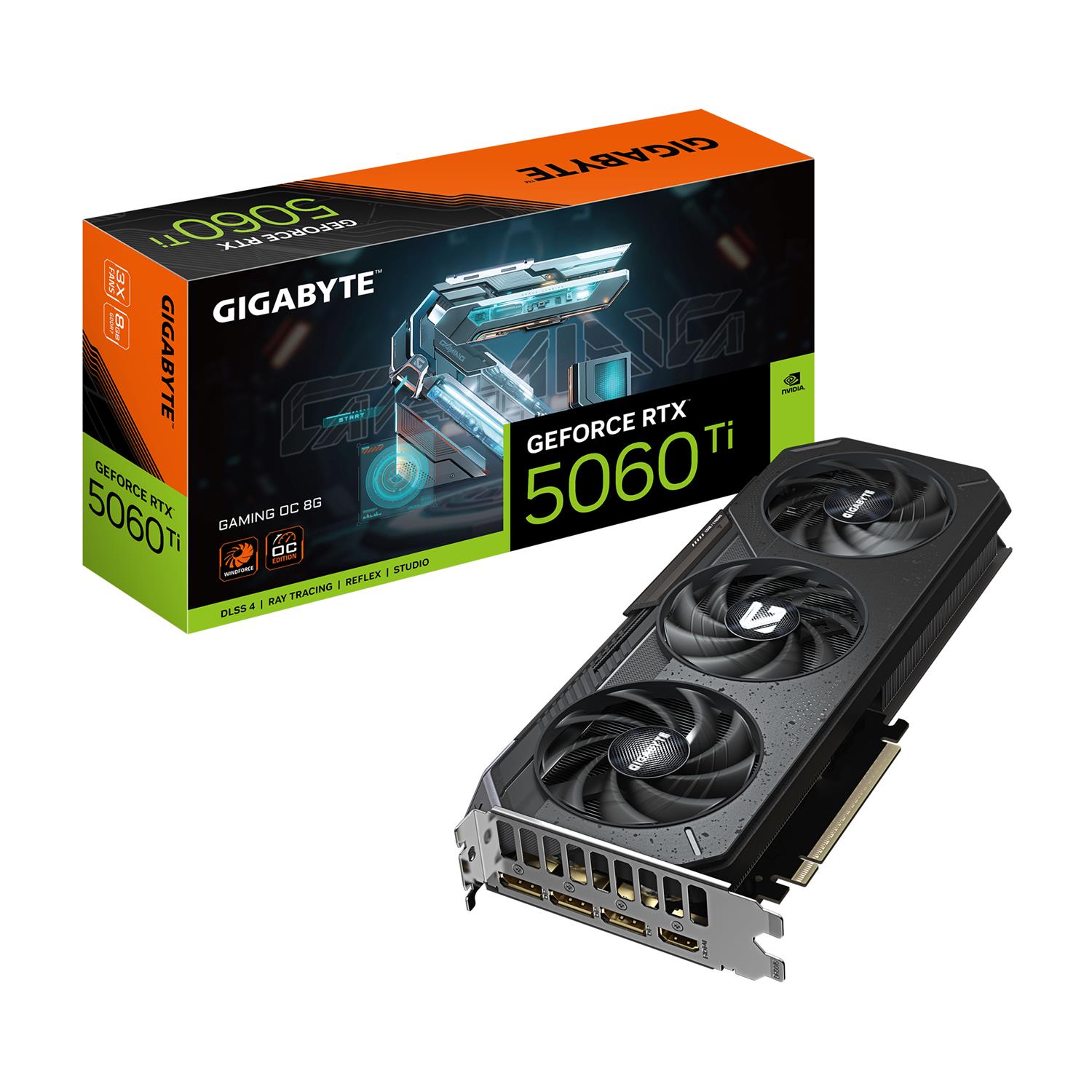 Gigabyte GeForce RTX 5060 Ti GAMING OC 8G Grafikkarte – 8 GB GDDR7, 128 Bit, PCI-E 5.0, 2647 MHz Kernfrequenz, 3 x DisplayPort, 1 x HDMI, GV-N506TGAMING OC-8GD, GeForce RTX 5060 Ti, 8 GB, GDDR7, 128 Bit, 7680 x 4320 Pixel, PCI Express x8 5.0