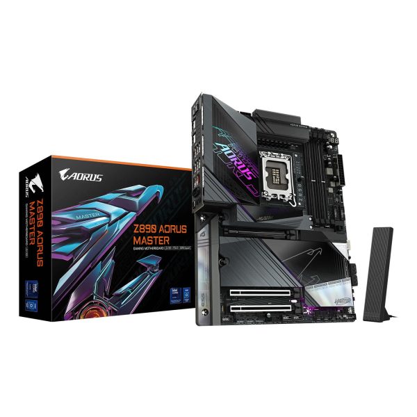 Gigabyte Z890 AORUS MASTER Mainboard - Unterstützt Intel Core Ultra (Serie 2) CPUs, 18+1+2 Phasen VRM, bis zu 9500MHz DDR5 (OC), 2xPCIe 5.0 + 3xPCIe 4.0, Wi-Fi 7, 10GbE LAN, Thunderbolt 4, Intel, LGA 1851 (Socket V1), Intel Core Ultra (Series 2), LGA 1851