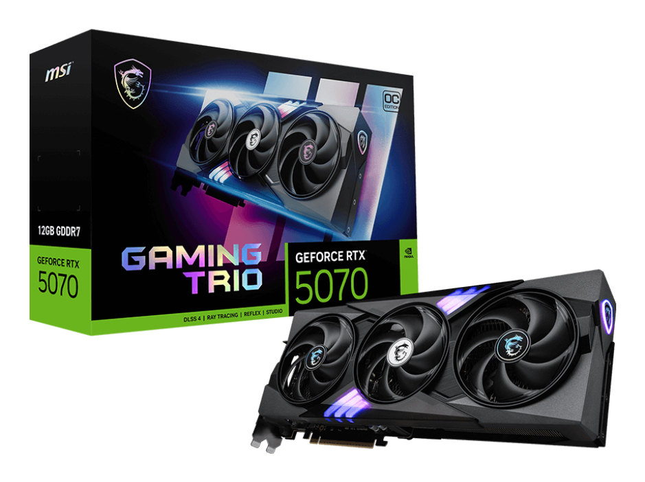 MSI GAMING GeForce RTX 5070 12G TRIO OC, GeForce RTX 5070, 12 GB, GDDR7, 192 Bit, 7680 x 4320 Pixel, PCI Express 5.0