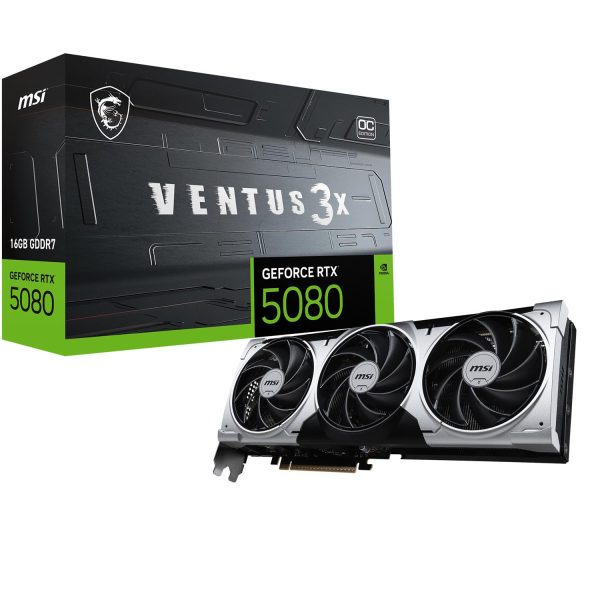 MSI VENTUS GEFORCE RTX 5080 16G 3X OC PLUS, GeForce RTX 5080, 16 GB, GDDR7, 256 Bit, 7680 x 4320 Pixel, PCI Express x16 5.0