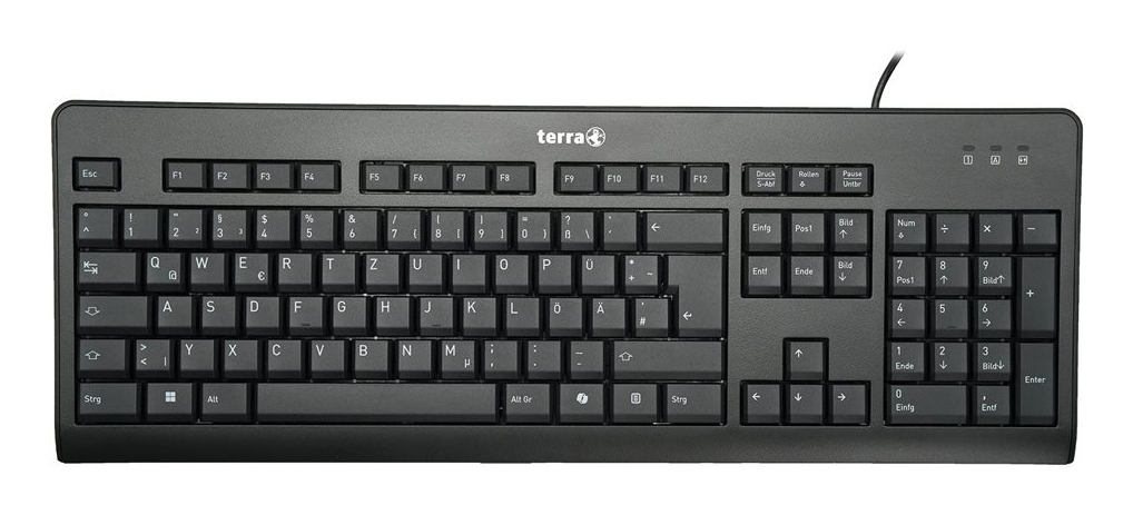 TERRA Keyboard 3500 Corded [FR] USB black/noir baugleich zum Cherry Stream Keyboard JK-8500FR-2, Volle Größe (100%), Kabelgebunden, USB, QWERTZ, Schwarz