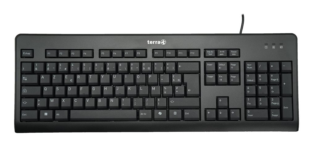 TERRA Keyboard 3500 Corded [FR] USB black/noir baugleich zum Cherry Stream Keyboard JK-8500FR-2, Volle Größe (100%), Kabelgebunden, USB, AZERTY, Schwarz