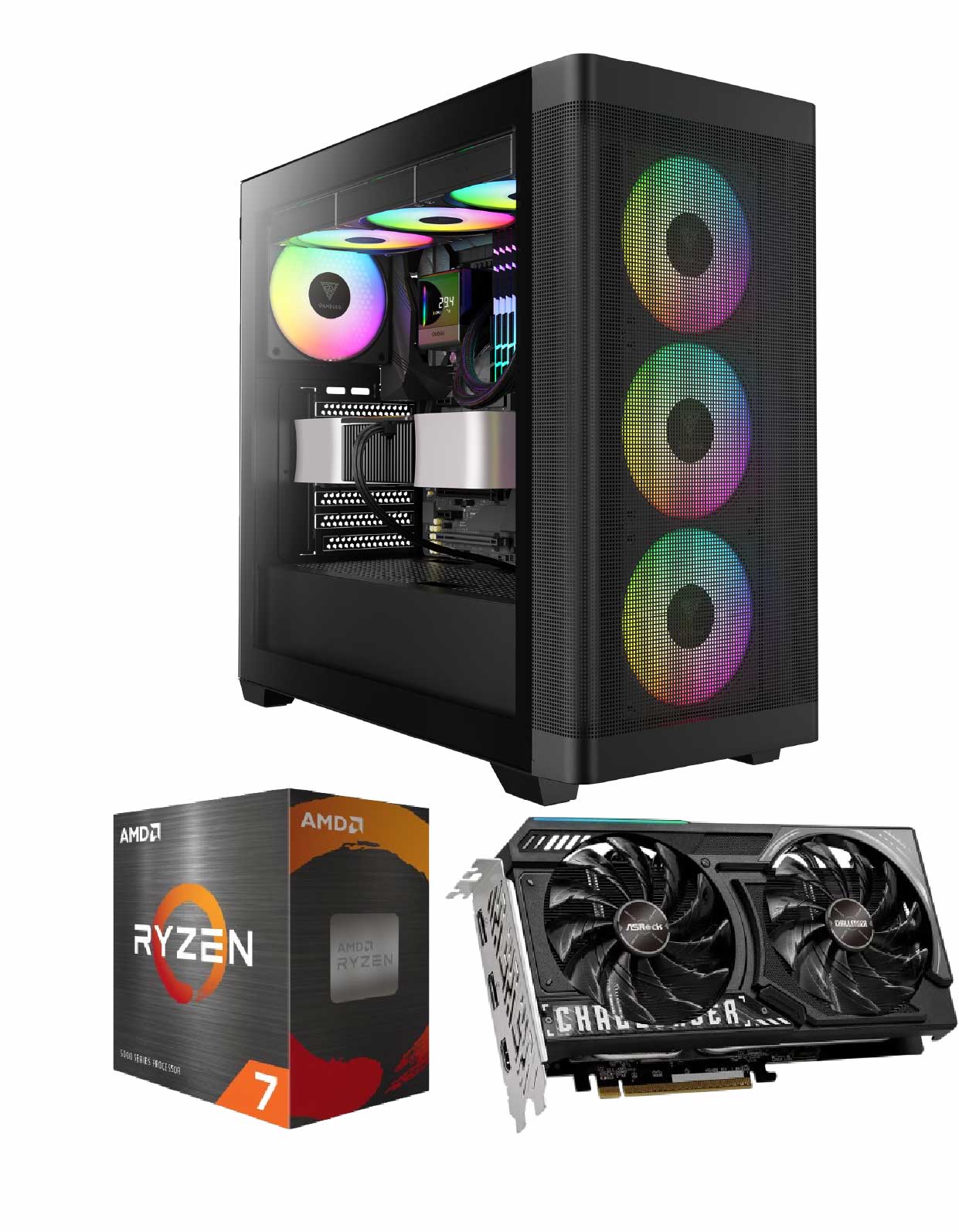 AMD Entry Gaming PC mit Ryzen 7 5700X & RX 7600 XT – 32GB RAM, 2TB SSD, Win 11